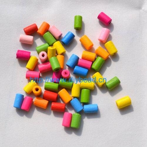 100PCS DIY Jewelry Findings 10*6MM Cylindrical Shape Beads Mix Color Wooden Beads Necklace Making Department