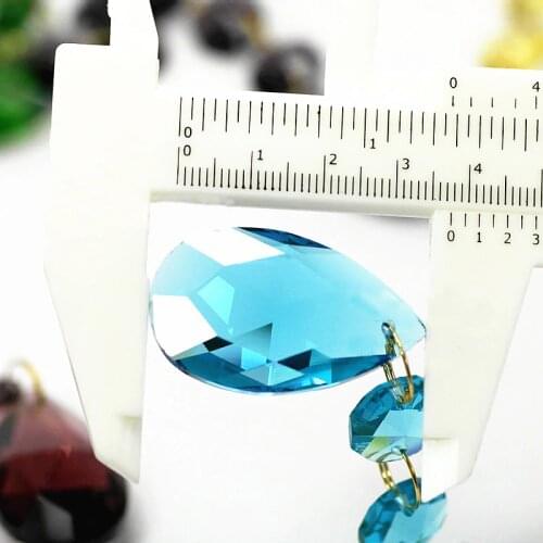 12pcs/lot (105MM) Aqua Crystal Glass Pendant For chandelier Prisms ( 38mm Crystalangel tear with 3pcs 14mm octagon Beads)