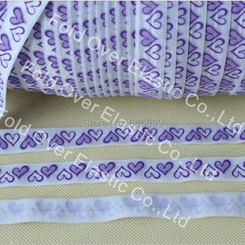 5/8' fold over elastic ribbon printed heart for valentines day