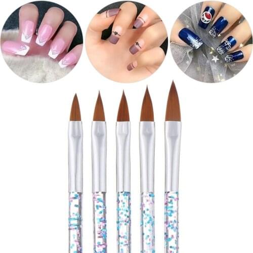 5pcs / lot Nail Art Liner Painting Brush Crystal Acrylic UV Gel Brush Stripe Flower Painting Carving Drawing Pen Manicure Tools