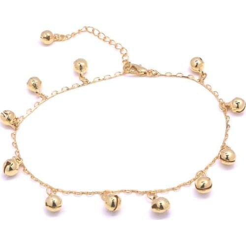 5pcs Wholesale Foreign Trade Simple Beach Ladies Anklet Foot Accessories Metal Chain Trend Fashion Golden Bell Female Feet Bare