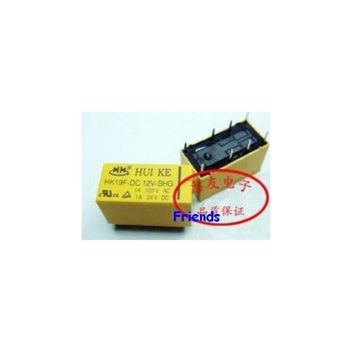 Free Shipping 25pcs DC12V 8 pins pcb relay HK19, HK19F-DC-12V ,powerful SILVER contacts