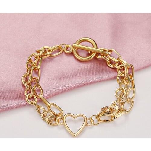 Love Peach Pendant Anklet Gold Color Alloy Double Layer Chain Bracelets Ankle On Leg Summer Beach Sandal Jewelry Accessories
