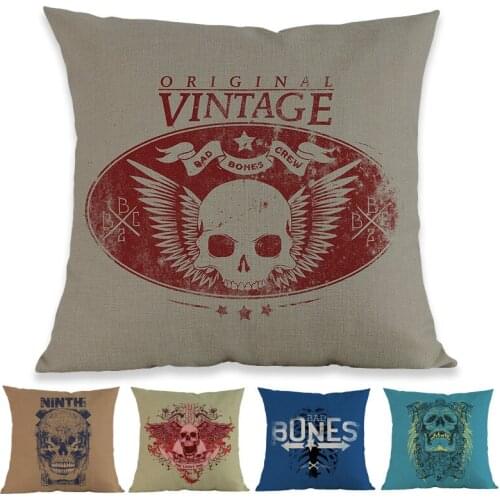 Western Gothic Rock Style Printed Wings Devil Skull Pattern Throw Pillow Case Home Sofa Distinctive Decoration Cushion Cover