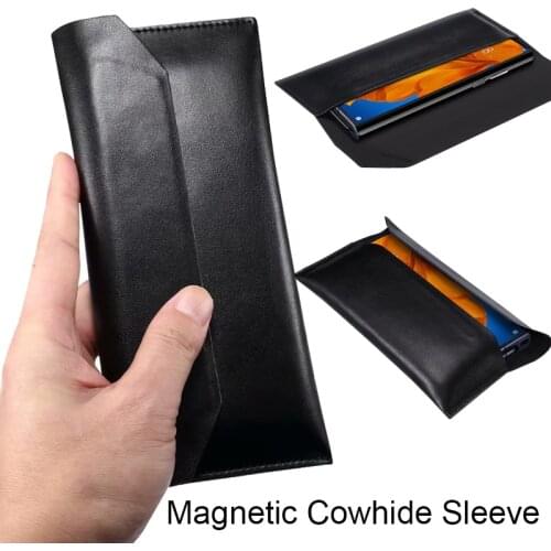 Cowhide Sleeve Case For iPhone 12 Pro MAX 11 XS XR 8P Folding Genuine Leather Wallet Pouch bag For Samsung Note 20 Ultra Cover