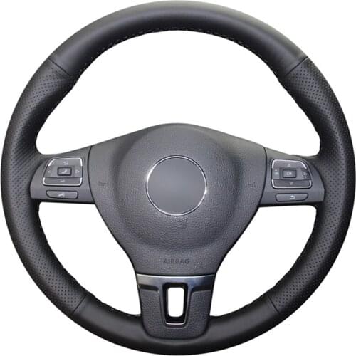 Black PU Faux Leather DIY Handsewing Car Steering Wheel Cover for Volkswagen VW Gol Tiguan Passat B7 Passat CC Touran Jetta MK6