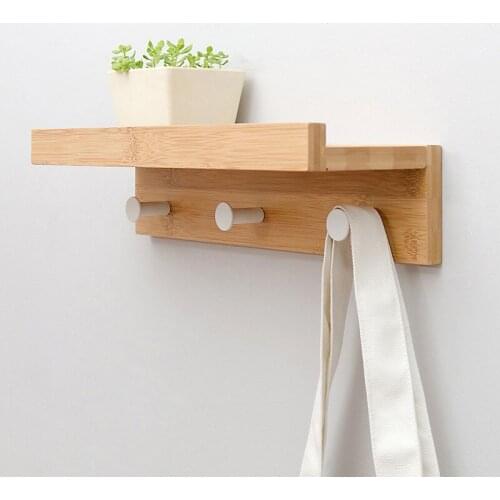 Wooden Coat Rack With Hook Wall Hanger Stand Clothes Key Rack Storage Rack Bedroom livingroom Bathroom Home Decorative Furniture