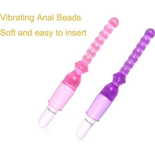 DINGYE Long Stick Jelly Vibrator Anal Butt Plug Beads Silicone Pussy G-Spot Massager Adults Sex Shop Couple Sex Toy Masturbator