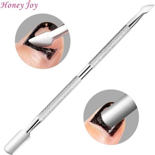2 Way Spoon Pusher Stainless Steel Cuticle Remover Double Sided Finger Dead Skin Push Nail Art Tools Cuticle Manicure Pedicure