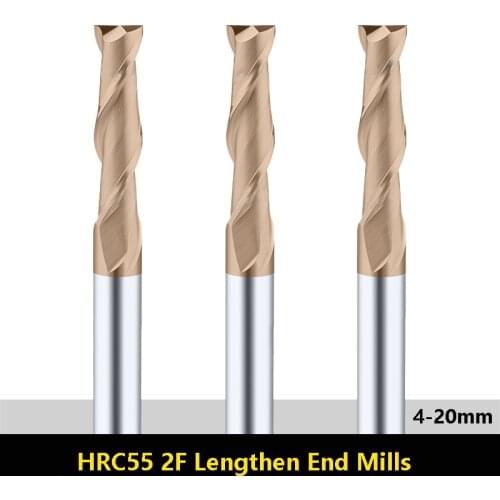 BEYOND HRC55 2 Flute Lengthen Solid Carbide End Mills CNC Tungsten Steel Turning 150 200 Length 4mm 6mm 20mm End Milling Cutter