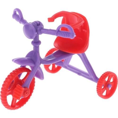 Doll Tricycle With Push Handle Kids Miniature Mini Toys Children Gifts Dollhouse Accessories Plastic Play Home Game Toy Y4UD