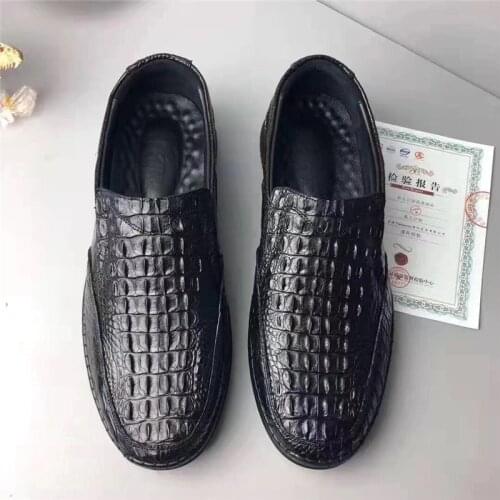 Authentic Crocodile Skin Soft Sole Mens Casual Walking Shoes Footwear Moccasins Genuine Alligator Leather Male Driving Loafers
