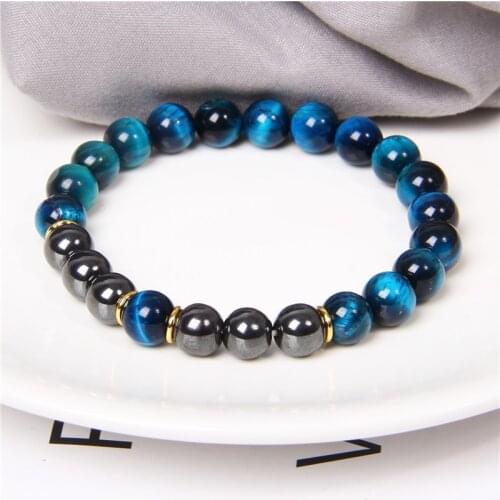 Natural Tiger Eye Beads Bracelets Hematite Bangles For Women Men Reiki Healing Soul Balance Beads Bracelet Dropshipping Jewelry