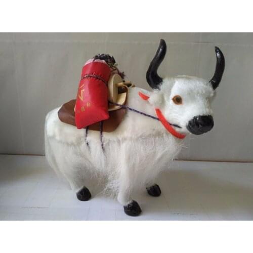 New simulation white yak model toy plastic&furs cattle doll gift about 28x22cm 0930