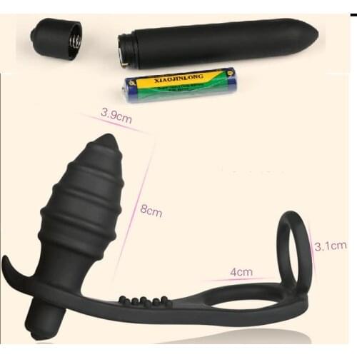 2016 NEW Silicone vibrate prostate massager with anus hook penis ring anal ring adulty game anal plug Anal Sex Toys