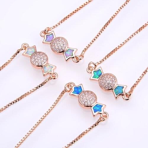 2019 new green pink blue and white opal bow bracelet can make DIY jewelry