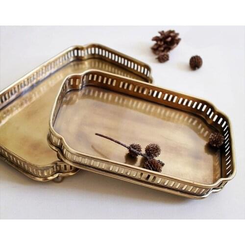 Storage tray Decorative plate Side dish Home Decoration Desktop ornaments Household products Brass crafts European style Retro