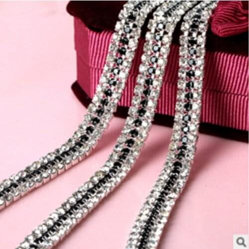 Prajna SS12 3 row 1Yard DIY Crystal Rhinestone Tape Chain Applicator Glass Sew On Rhinestone Applique Decorations B37