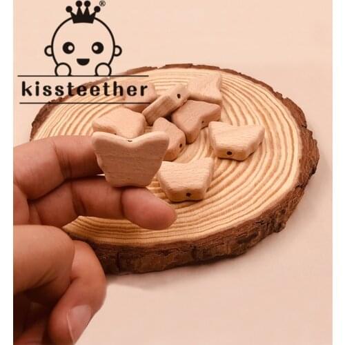 Kissteether Animal Beads 20pcs Food Grade Wood Bead Beech Wooden Clouds DIY Teething Nursing Mom Necklace jewelry Making Teether