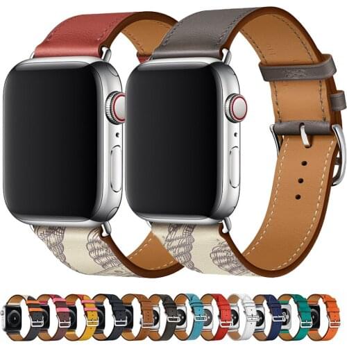 High quality strap for Apple watch band 44mm 40mm iwatch band 38mm 42mm Genuine Leather bracelet for apple watch band 6 5 4 3 se