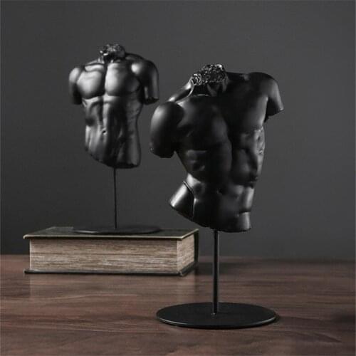 RETRO MAN BUST ART SCULPTURE GYPSUM BOY BUST FIGURE FIGURINES CREATIVE RESIN CRAFTS EUROPEAN HOME DECORATIONS R5081