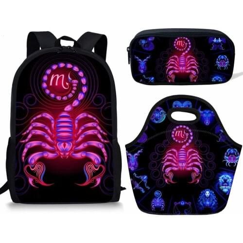 ELVISWORDS Constellations Print School Bags 3Pcs/Set For Boys Girls Bookbag School Kids Bag Women Men Backpack Mochila Escolar