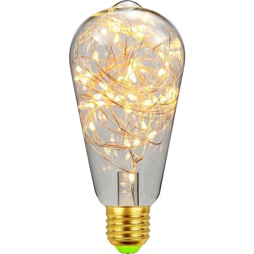 St64 Led Bulbs Copper Wire Light Decorative Twinkle Star Edison Bulb