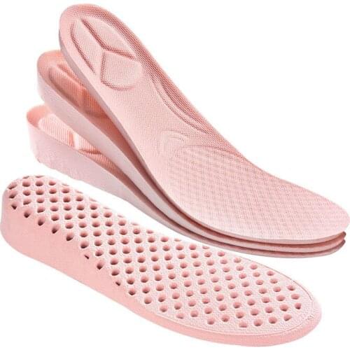 Pu Increased Insoles Shoes Pad Men Womem Breathable Sports Shock Absorption Sockliner Massage Shoe Pad Invisible Elevator Insole