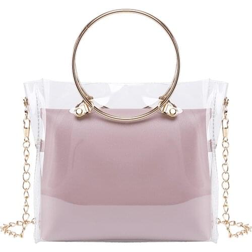 Fashion Lady Shoulders Bags Women PVC Jelly Package Female Chain Transparent Handbag Shopping Purse Mobile Phone Messenger Bag