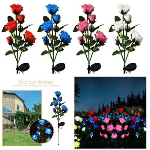 3/6 LED Solar Rose Flower Light Waterproof Garden Landscape Lamp Outdoor Lawn Lamp Home Christmas Decor Flower Night Lights