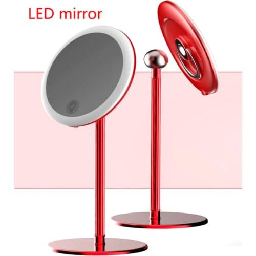 LED Makeup Mirror Portable Mini Portable Mirror With Lamp USB Charging Magnetic Base Stepless Dimming Desktop Makeup Mirror