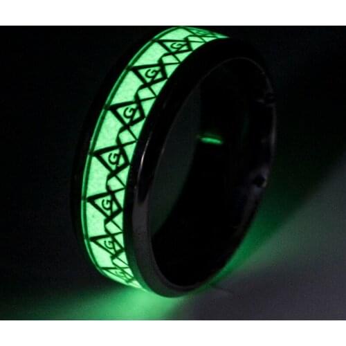 Luminous Fluorescent Glowing Engagement Wedding Ring Men Stainless Steel Finger Heart Masonic Rings For Women Glow In The Dark