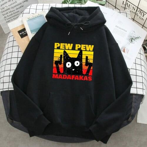Hoody Letter Cat Sweatshirts Pew Madafakas Print Mens Hoodies Street Fashion Woman Pullover Funny Oversized Hoodie Mens Clothes