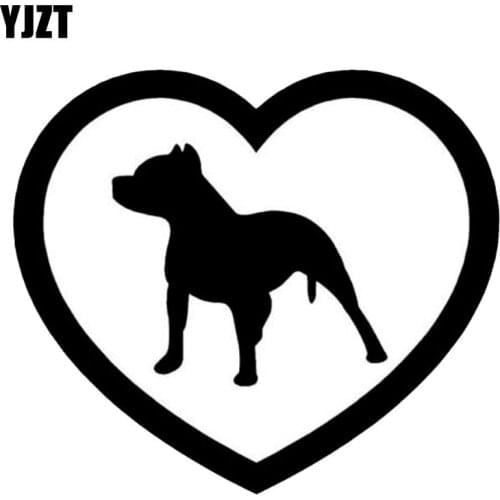 YJZT 10.2*8.9CM PITBULL HEART Vinyl Decal Funny Pet Dog Window Decoration Stickers Black/Sliver C6-1478