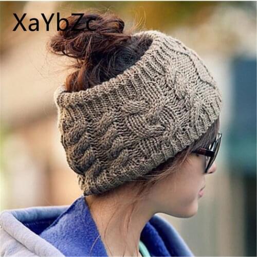 Women Warm Winter Snow Hat Fashion Knit Hat No Top Wool Hat