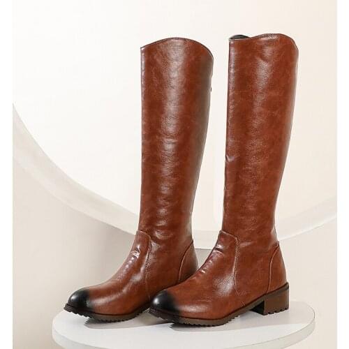 Women shoes 2021 Winter flat heels platform Knee-High boots for women big size 34-48