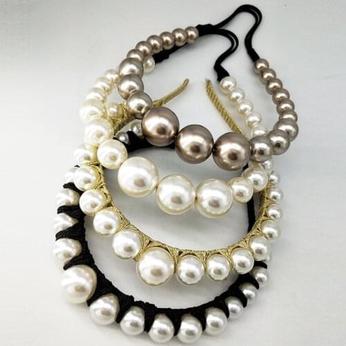 2019Fashion Luxury Big Pearl Hairbands Large Pearl Headband Women Elegant Party Hairbands Cute Girls Accessories