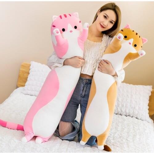 Zqswkl 50/70/90/110/130cm cute cat long pillow hugs kawaii accessories large stuffed toys children cute soft toys for grils room