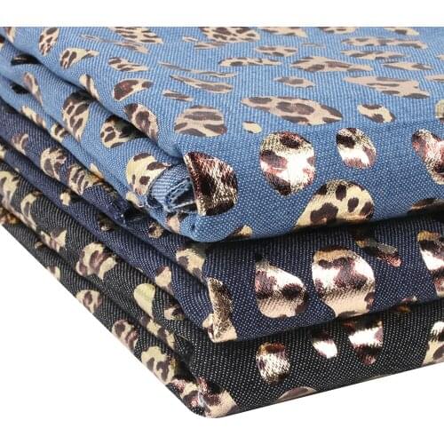 Denim Fabric By Half The Meter Leopard Printed Cloth Sheets Jeans Dress Making Sewing Materials DIY Crafts Supplies 50*150cm 1pc