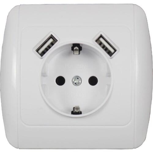 2020 new wall electronic socket 5V2A eu standard power outlet with dual home usb plug charger power socket with usb E7