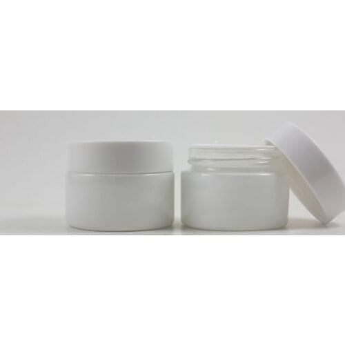30pcs 15g white glass cream jar with white plastic lid, 15 g cosmetic jar,packing for sample/eye cream, 15g mini jar wholesale