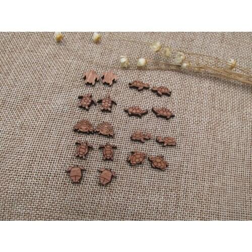Mini Wooden Cabochon Laser Cut Blanks Wood Animal Sea Turtle Shape For Earring Stud Making Jewerly Supplies