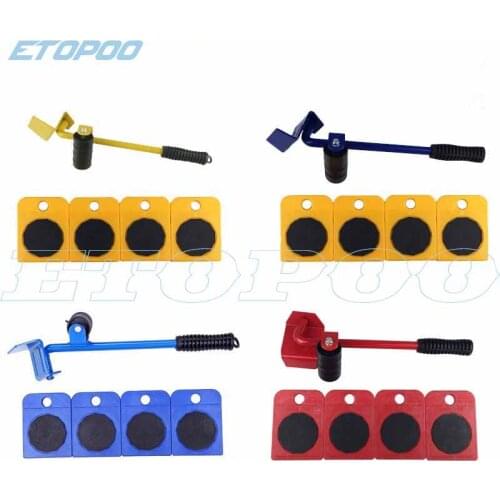 5pcs Furniture Mover Dolly Trolley Transport Removal Set Heavy Duty Lifter Wheel Move 4 Wheeled Corner Movers + 1 Wheel