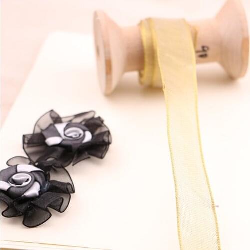5YARD 2.1CM Gold ribbon gift decoration ribbon DIY Gift Cake packaging with bow tie