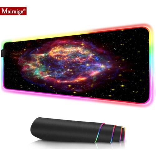 Large RGB Gaming Mouse Pad Fog Space Starfield Nebula Large Extended Soft Led MousePad Computer Mat 80x30cm Best Game Custom