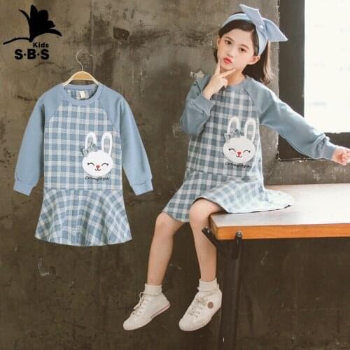 Kids Clothes Girls' Plaid Print Cartoon Dress Childrens Long Sleeve Casual Dress for 3 Years To 10 Years Girls