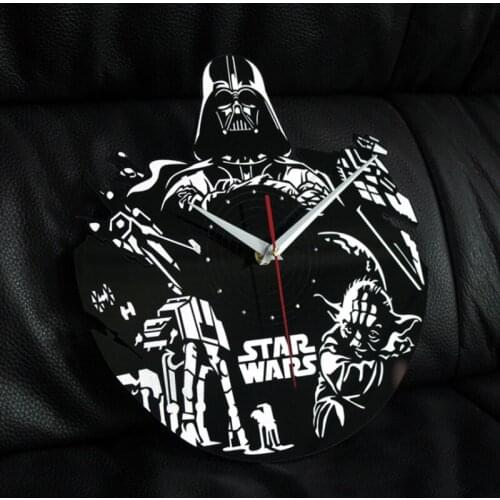 Home Living Creative Clock CD Vinyl Record Wall Clock Wars Theme Home Decor 3D Hanging Watches Decoration