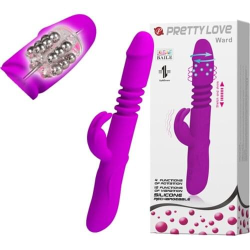 Erotic Sex Telescopic Rotating Dildo Rabbit Dual Vibration Clitoris Stimulator Penis G-spot Massage Wand for Women Masturbator