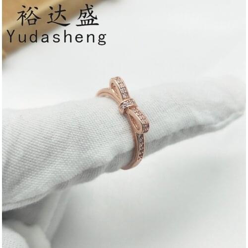 Rose Gold Bow Ring Womens Fashion Jewelry Original Valentines Day Christmas Gift