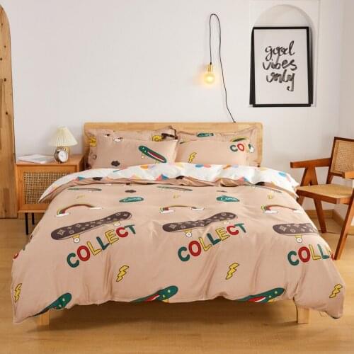 Pink Skateboard Bedding Set For Girl Cute Duvet Cover Set 3/4pc Bed Linen Color Bed Set Design Pillowcase Sheet And Fitted Sheet